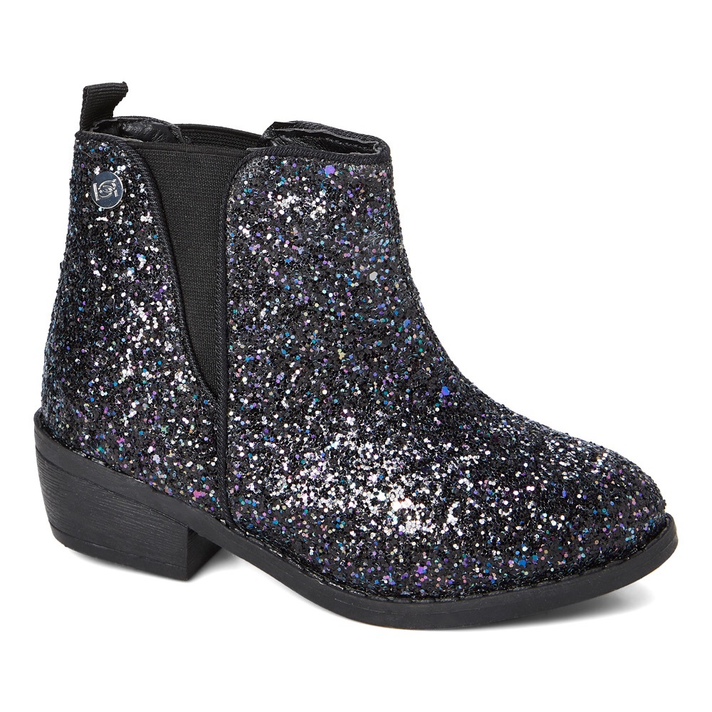 Olivia Miller Girl Black Glitter Ankle Boot